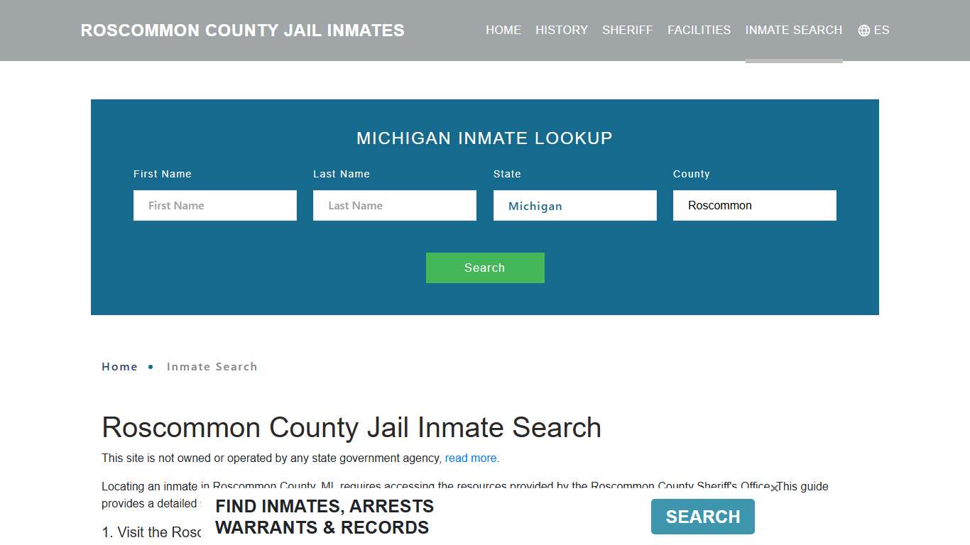 Roscommon County, MI Detainee Lookup